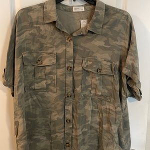 Camo button up top